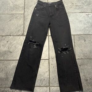 Zara high rise  Black Distressed Jeans size 4